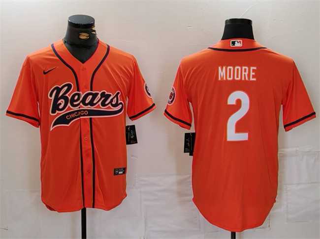 Men's Chicago Bears #2 DJ Moore Orange With Patch Cool Base Stitched Baseball Jersey,We sell and wholesale Men's Chicago Bears #2 DJ Moore Orange With Patch Cool Base Stitched Baseball Jersey on line form chian!